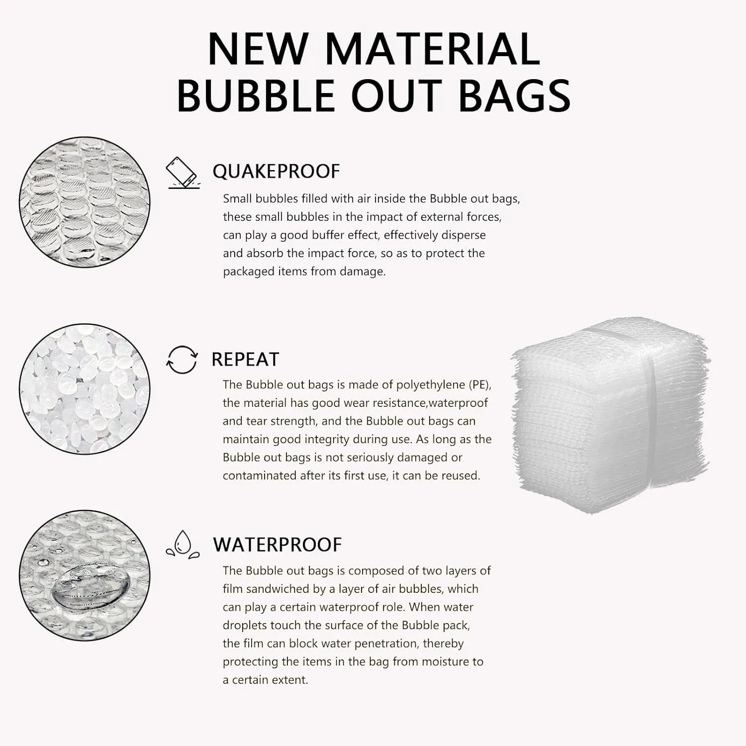 100 Pack Clear Bubble Out Bags,4" x 6" Double Cushioned Packing Bags Waterproof Protective Bag for Transport and Storage