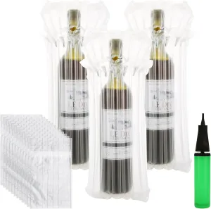 100 Packs Wine Bottle Protector for Travel, Wine Bottle Travel Protector Bags, Inflatable Air Column Cushion Bags with Pump, Wine Protector Sleeve for Safe Transportation