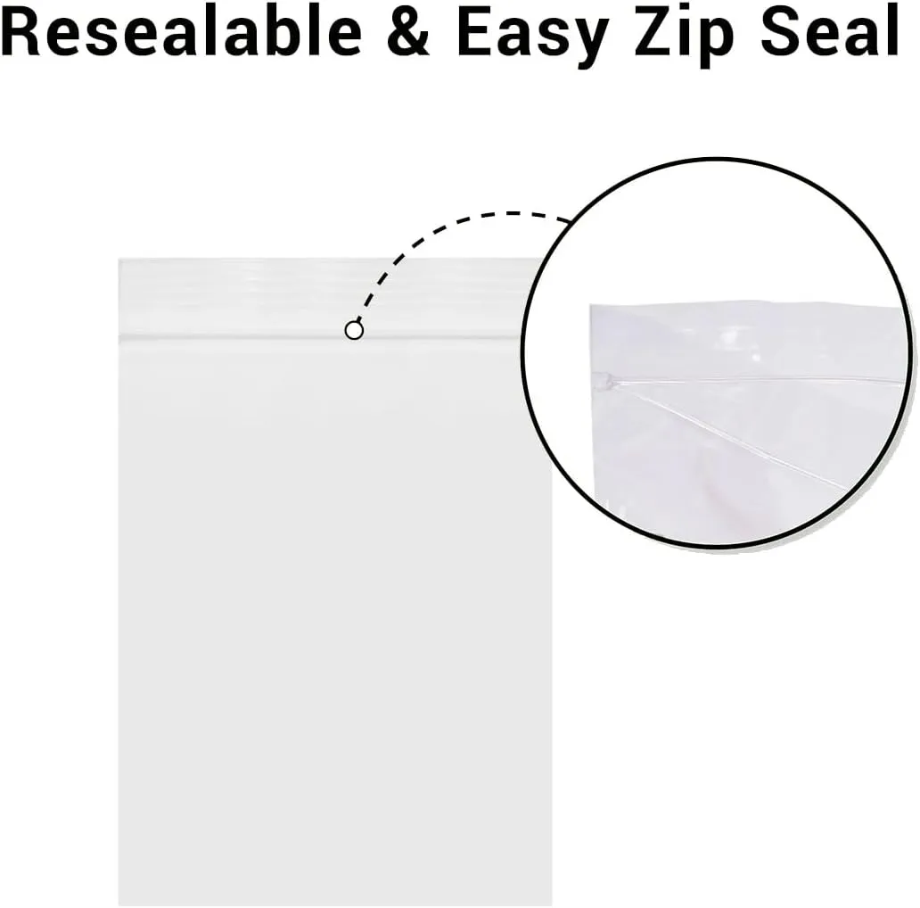 1000 Count 3" x 5" 2 Mil Clear Plastic Resealable Zip Bags, Strong & Durable Poly Baggies with Resealable Zip Top Lock for Travel, Storage, Packaging & Shipping