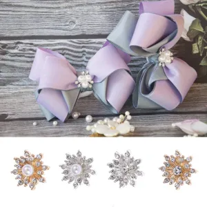 10Pcs Sparkling Rhinestone Buttons Vintage Buttons for Apparel Sewing Pearl Hairpin Decoration DIY Jewelry Crafts Flower Buttons,Purple