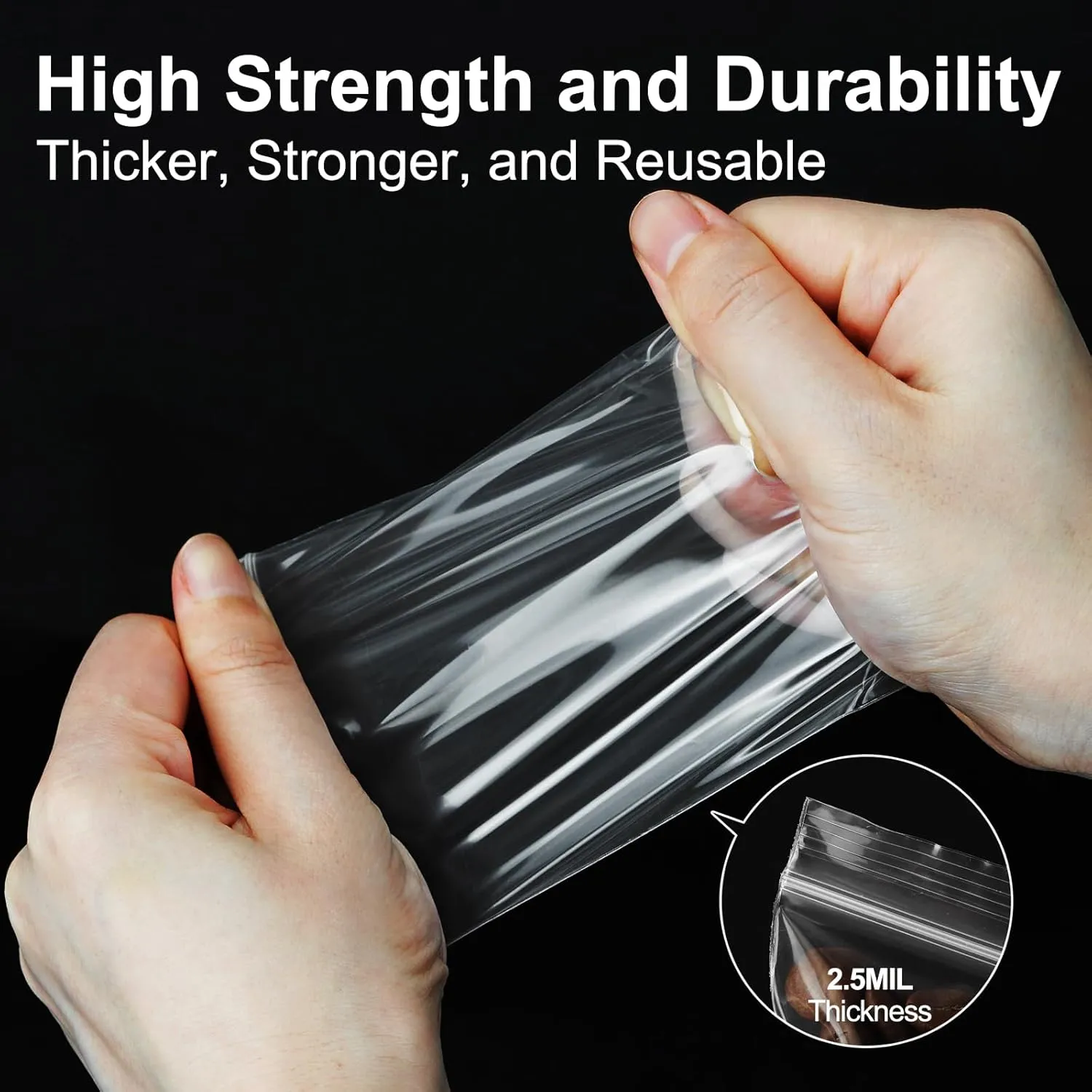 1200Pcs Small Plastic Bag for Jewelry, 3x4'' Small Zip Bag Baggies Resealable, 2 Mil(2 Layer) Durable Small Zip Bag for Pill and Small Business - Clear