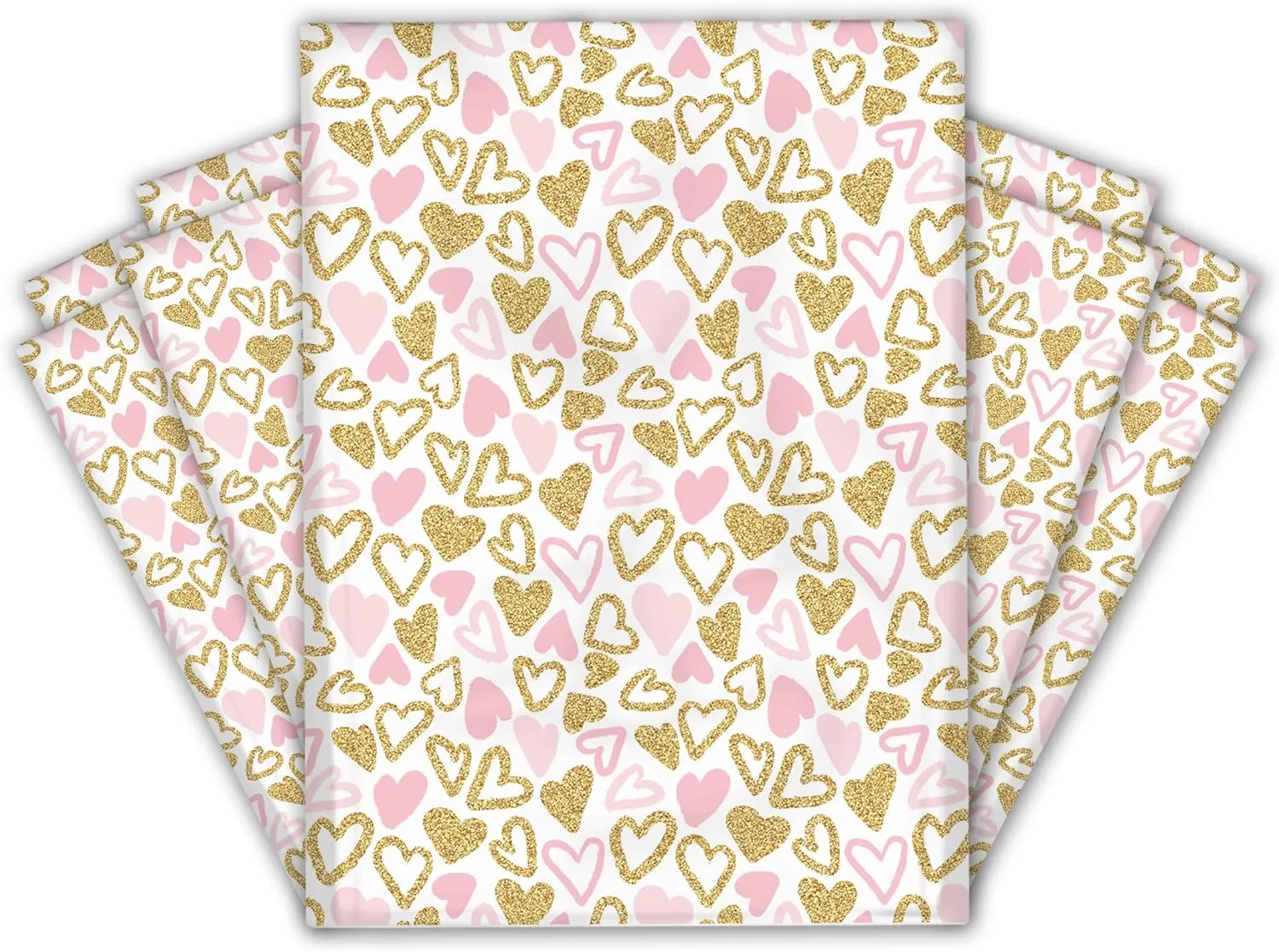 19x24 (25) Pink Hearts Designer Poly Mailers Waterproof Self Sealing Tear Resistant Polymailers Large Shipping Envelopes Premium Printed Bags For Small Businesses