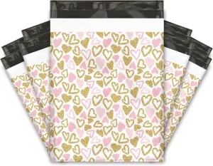19x24 (25) Pink Hearts Designer Poly Mailers Waterproof Self Sealing Tear Resistant Polymailers Large Shipping Envelopes Premium Printed Bags For Small Businesses