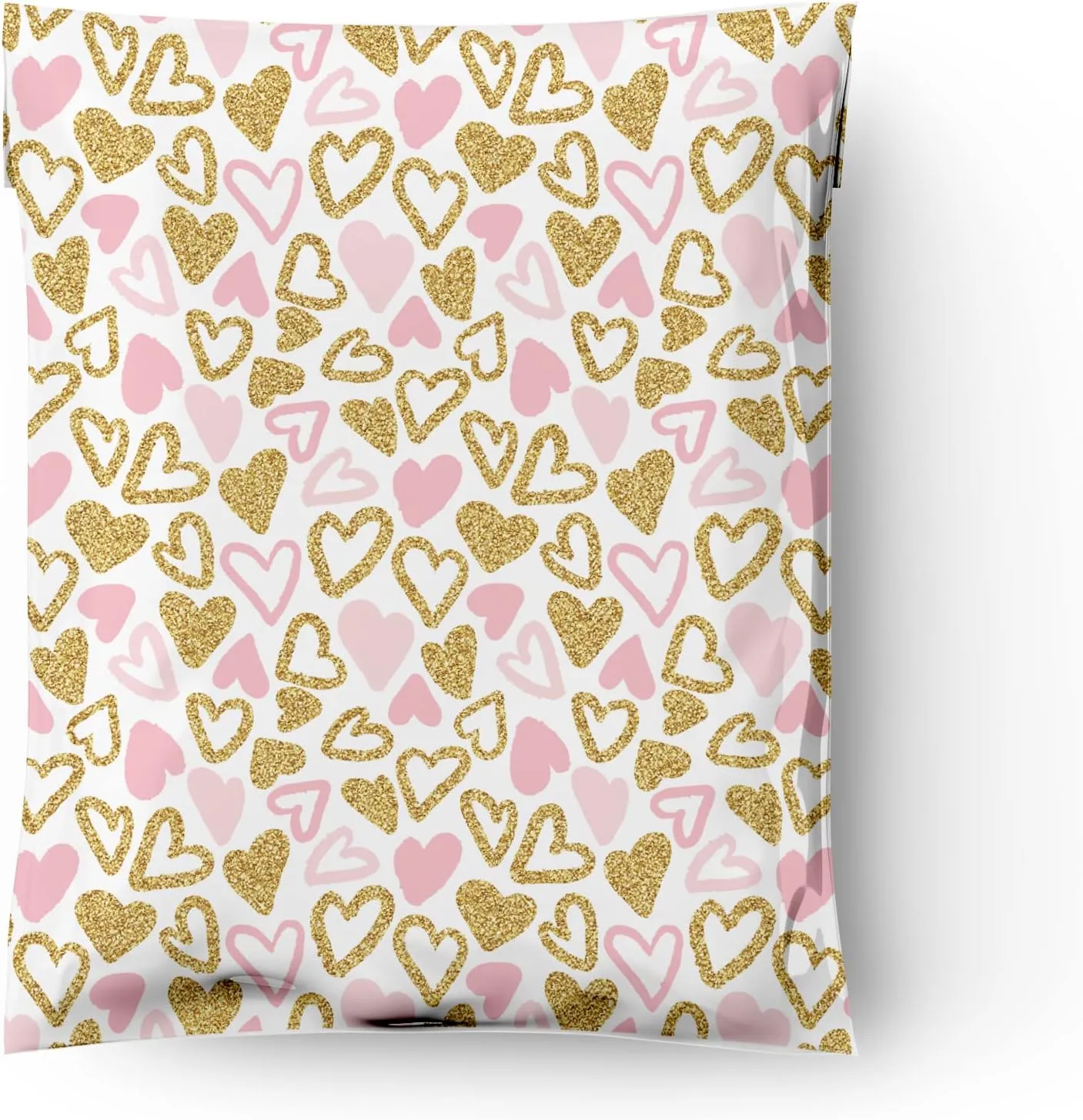 19x24 (25) Pink Hearts Designer Poly Mailers Waterproof Self Sealing Tear Resistant Polymailers Large Shipping Envelopes Premium Printed Bags For Small Businesses