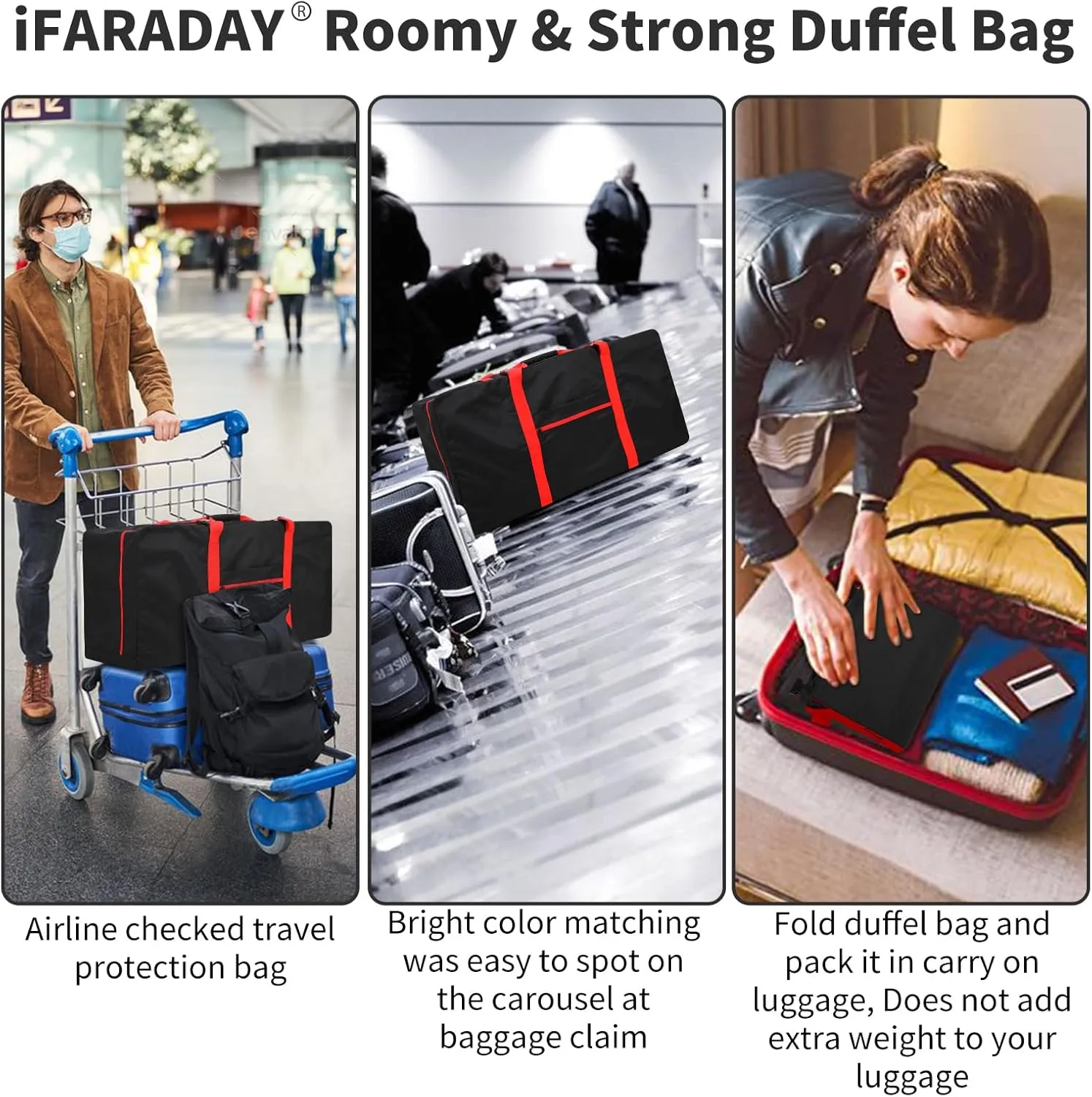 2 Packs Extra Large Duffel Bag 110L Travel Duffel Bag lightweight Luggage Bag for Outdoor, Travel, Sport