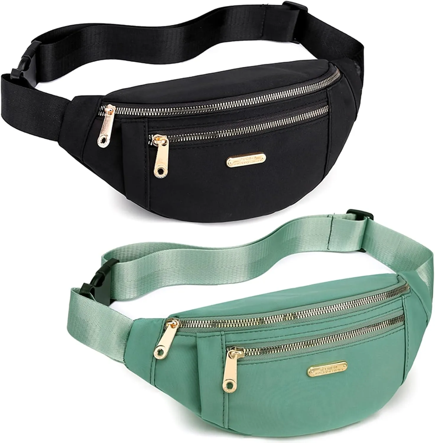 2 Pieces Fanny Packs Crossbody Waist Bag for Women Mens Waterproof Fanny Pack Belt Bag for Running Hiking Traveling