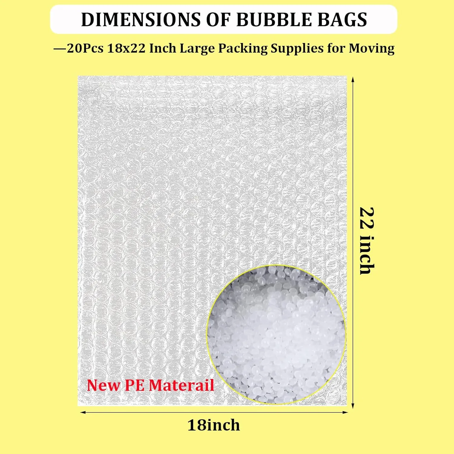 20Pcs Clear Bubble Out Bag Pouches,18x22 Inch Large Bubble Pouches Wrap Bag for Shipping, Double Shockproof Bubble Cushioning Wrap Bag for Moving, Storage and Packing Supplies for Fragile Items