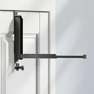 2Pack Foldable Retractable Over The Door Drying Rack, Space Saving Behind Over Door Hooks for Hanging Clothes, Hats, Bags, Towels, Ideal for Travel and Easy to Carry (Gray)