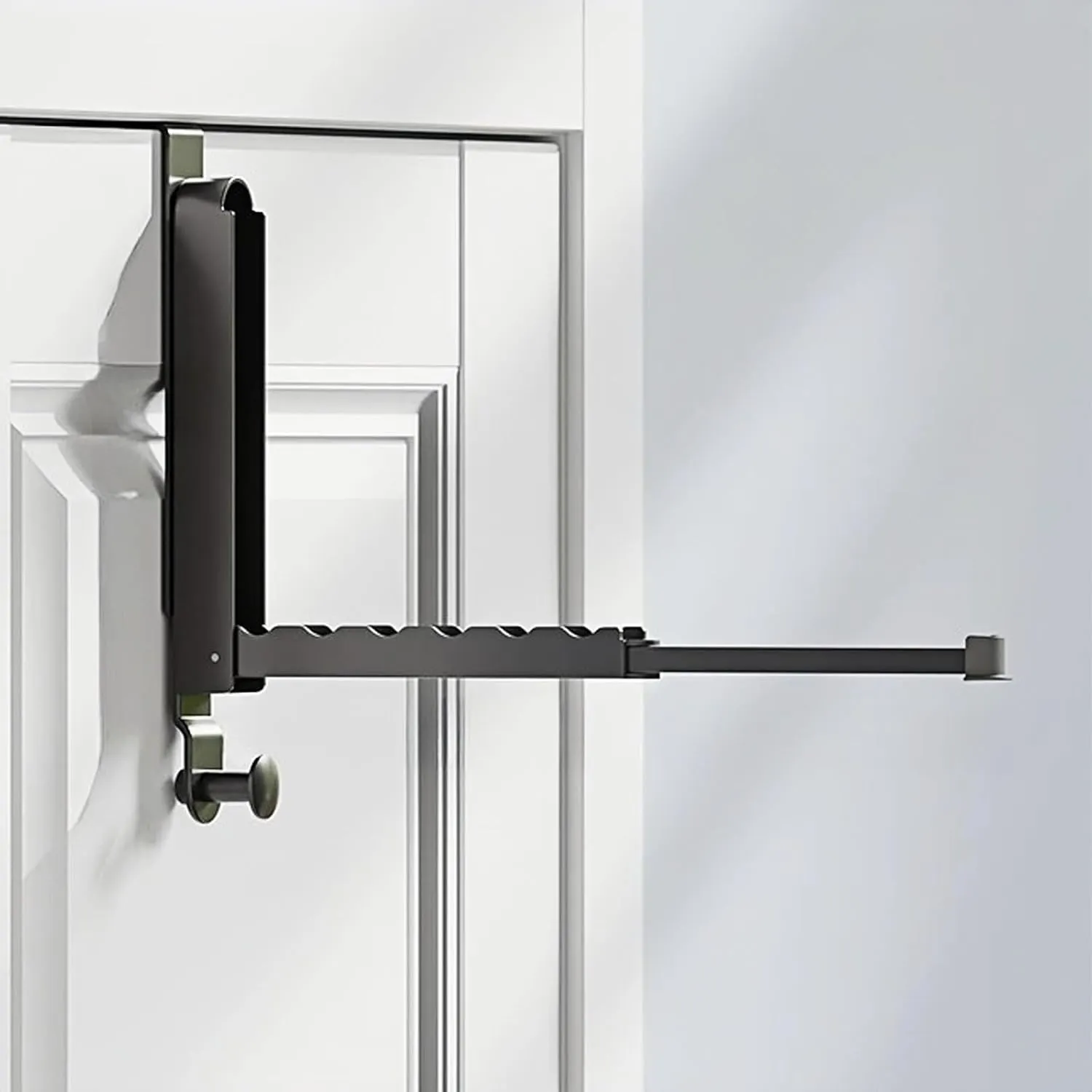 2Pack Foldable Retractable Over The Door Drying Rack, Space Saving Behind Over Door Hooks for Hanging Clothes, Hats, Bags, Towels, Ideal for Travel and Easy to Carry (Gray)