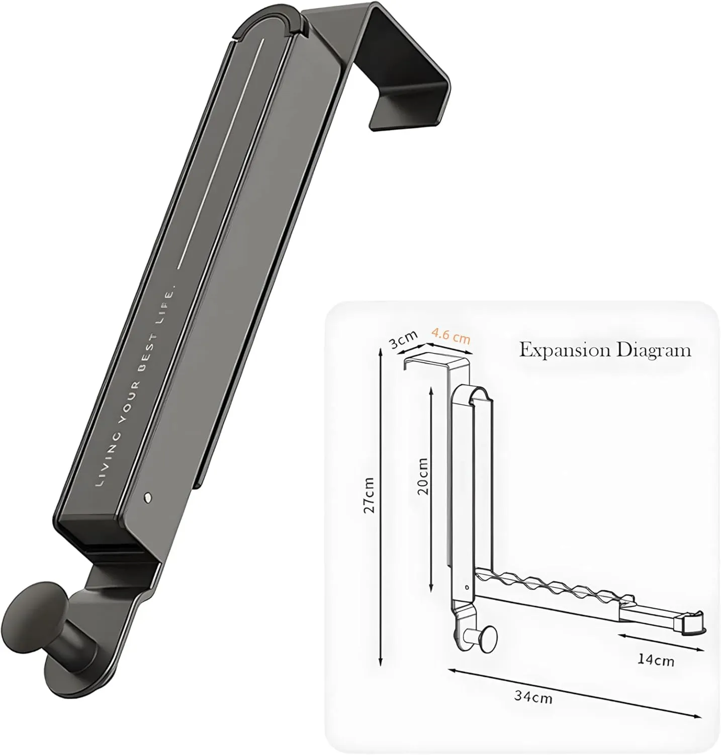 2Pack Foldable Retractable Over The Door Drying Rack, Space Saving Behind Over Door Hooks for Hanging Clothes, Hats, Bags, Towels, Ideal for Travel and Easy to Carry (Gray)