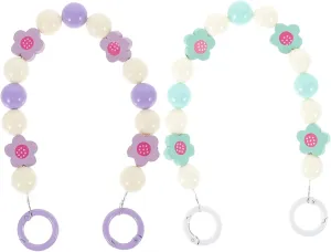 2Pcs Wood Beaded Phone Chain Lanyards Creative Phone Charms for Decoration Safety Beaded Wrist Strap for Smartphones Accessories