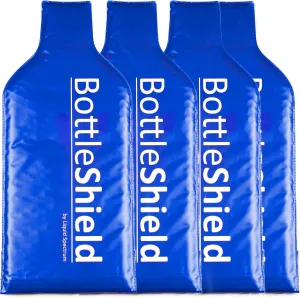 4 Pack Reusable Wine Protector Travel Bag by Bottle Shield - Bubble Cushioning Wrap Suit | Unbreakable Bottle Sleeve, Leak Proof - Wine Tote Bags Accessory for Suitcase Luggage