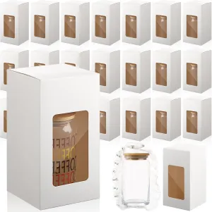 48 Pcs Gift Boxes for Sublimation Glass Exhibition Boxes, 16 oz Glass Cups Cardboard Box with Bubble Pouch, 16 oz Frosted Sublimation Glass Drinking Can Tumbler Boxes for Shipping Packaging
