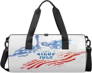 4th Of July Travel Duffel Bag Statue of Liberty American Flag Sports Gym Bag Men Women Sports Travel Luggage Bag 17.6”×9”×9 “ Duffel Bag Weekend Overnight Gym Bag Nvenient For Carrying