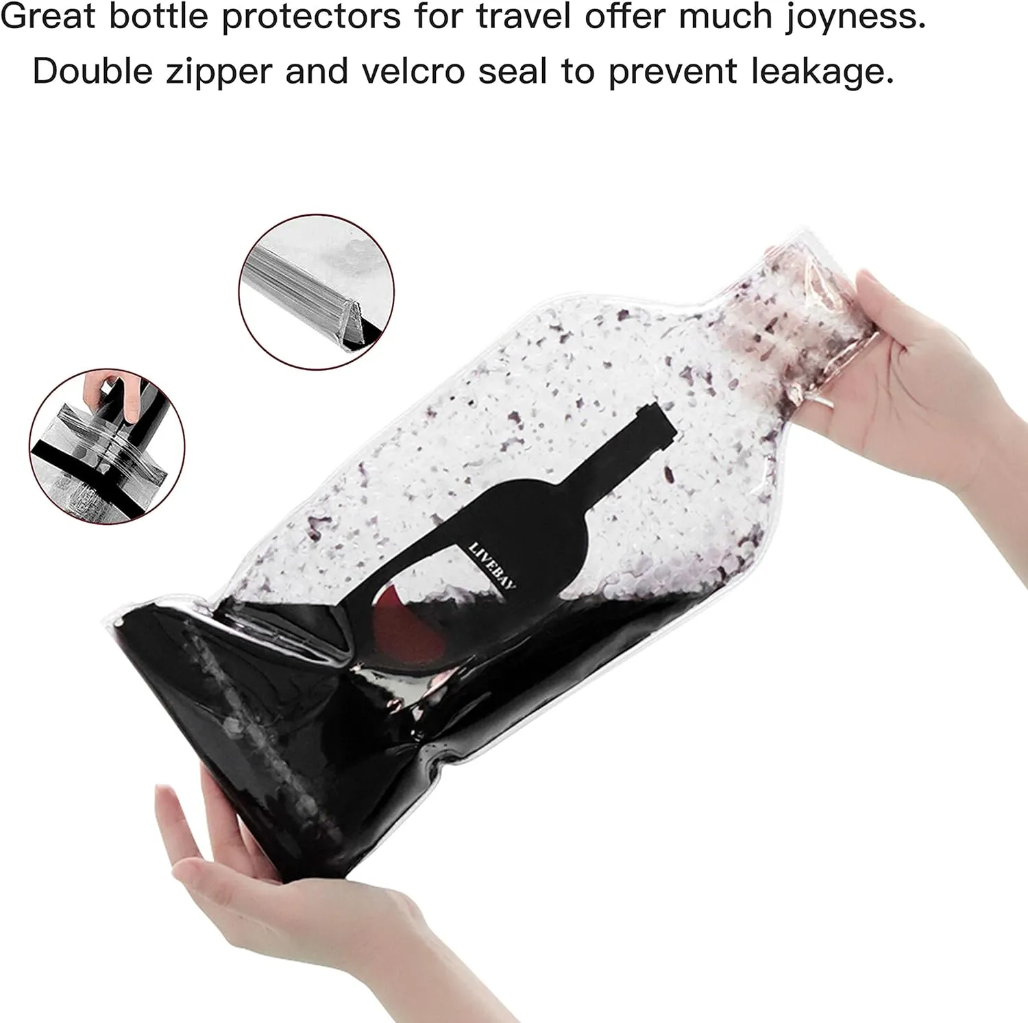 5 Pack Reusable Wine Bag for Travel Wine Bottle Protector Sleeve for Airplane Car Cruise Protection Luggage Leak-proof