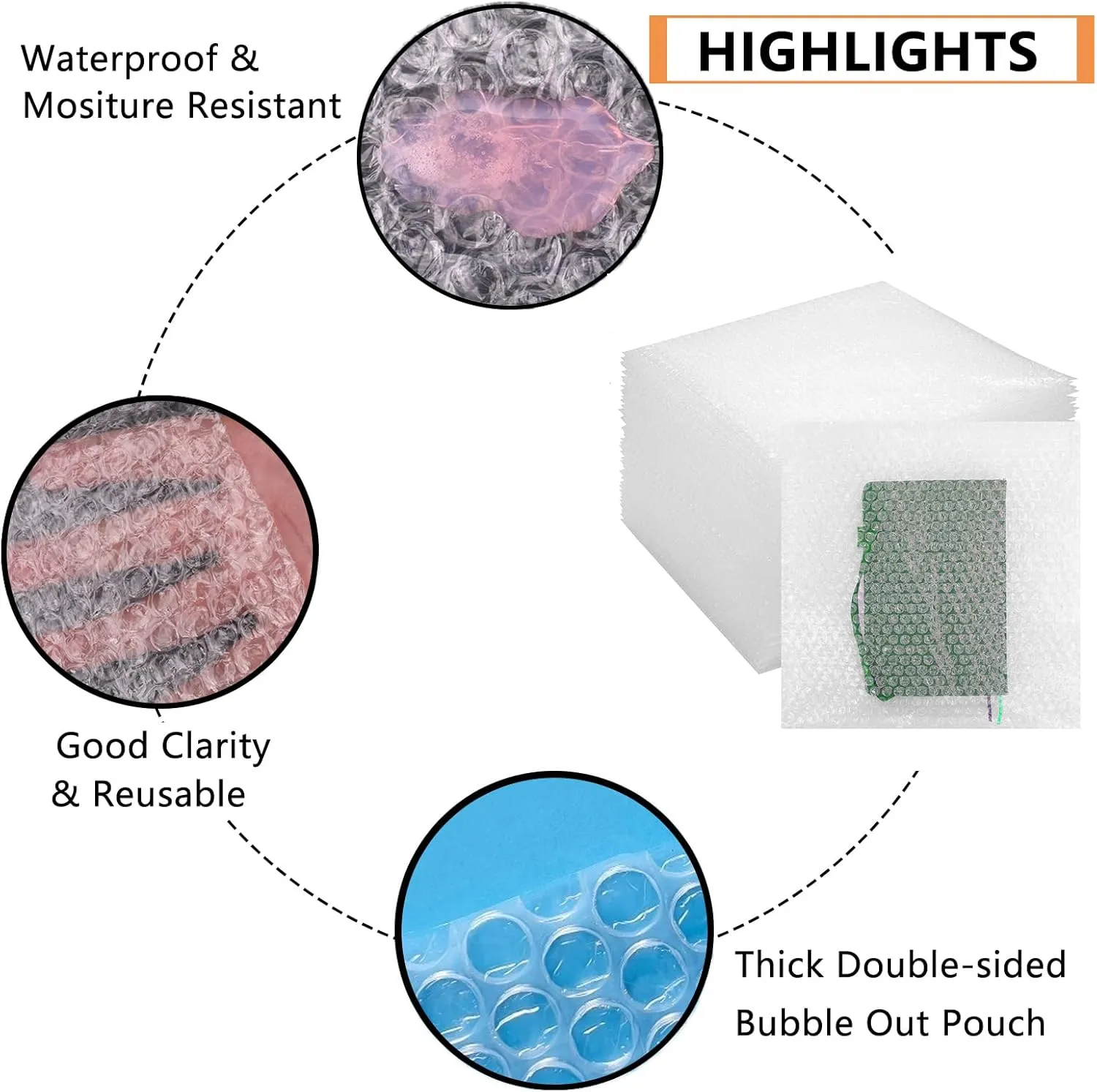 50Pcs Bubble Out Bags Pouches 12"x 12" Bubble Pouches Cushioning Packaging Bags, Double Walled Cushioning Bags Thickening Shockproof Foam Bags for Moving, Shipping, and Storage