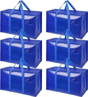 6 Pack Moving Bags Heavy Duty Storage Bags With Zippers And Strong Handles Packing Bags For Moving Storage Travel Camping Space Saving Alternative To Moving Boxes College Essentials Moving Supplies