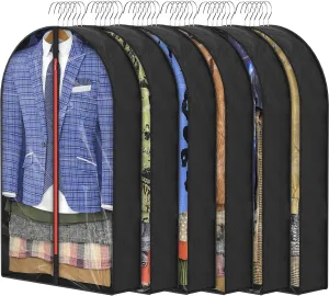 6.5" Gussetes Garment Bags for Hanging Clothes Storage, 40" Suit Cover Bags for Closet Travel (Set of 6), Clear Hanging Clothes Storage with Zipper for Clothing