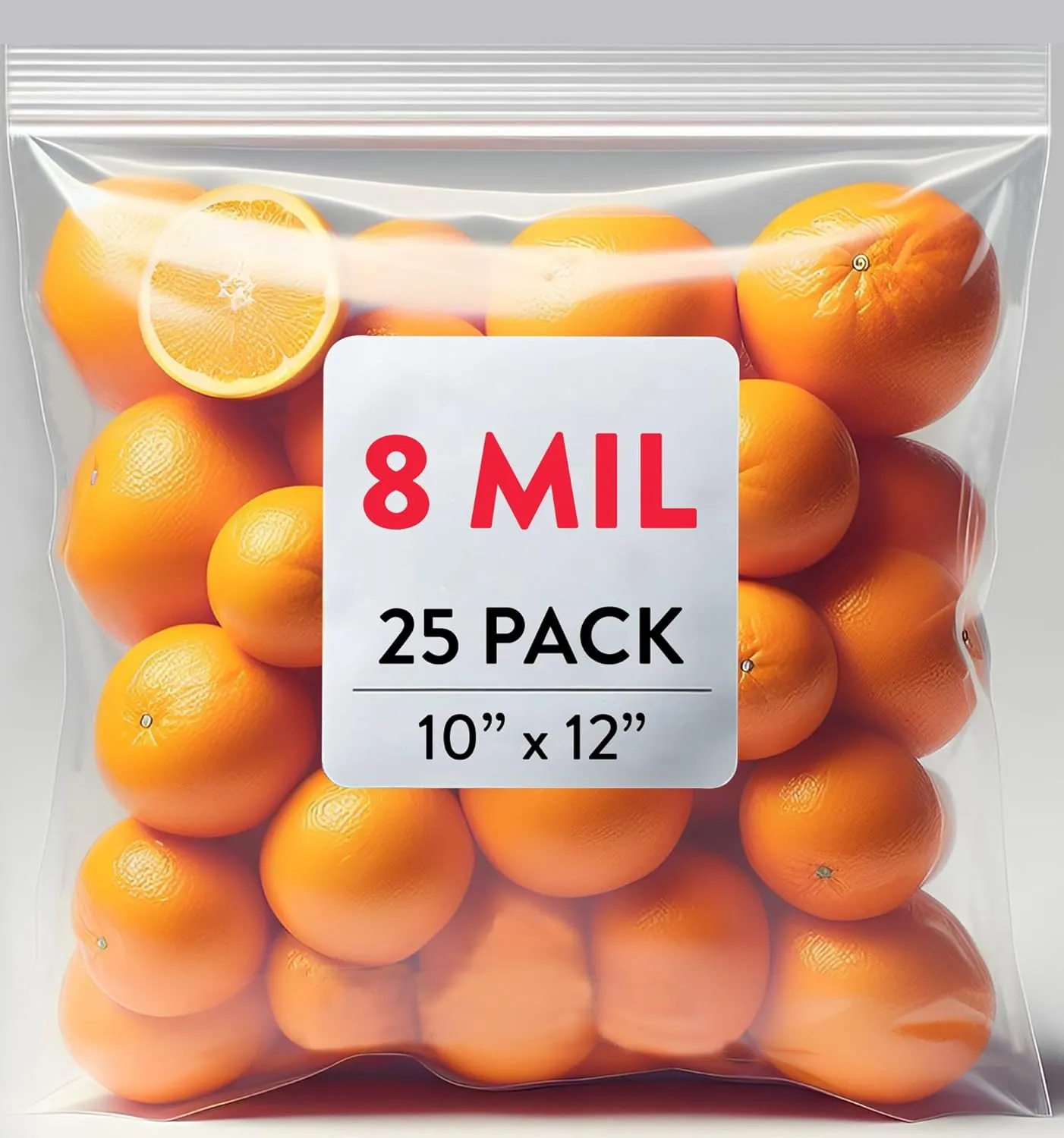 8mil Thick Zipper Bags 10x12 inches, 8 Mil Heavy Duty Save Storage Bag, Large Plastic Zip Top Bag, Reusable Poly Bag, Zip Top Bags for Clothes Cosmetic Vegetables Picture Frame (PACK 25)
