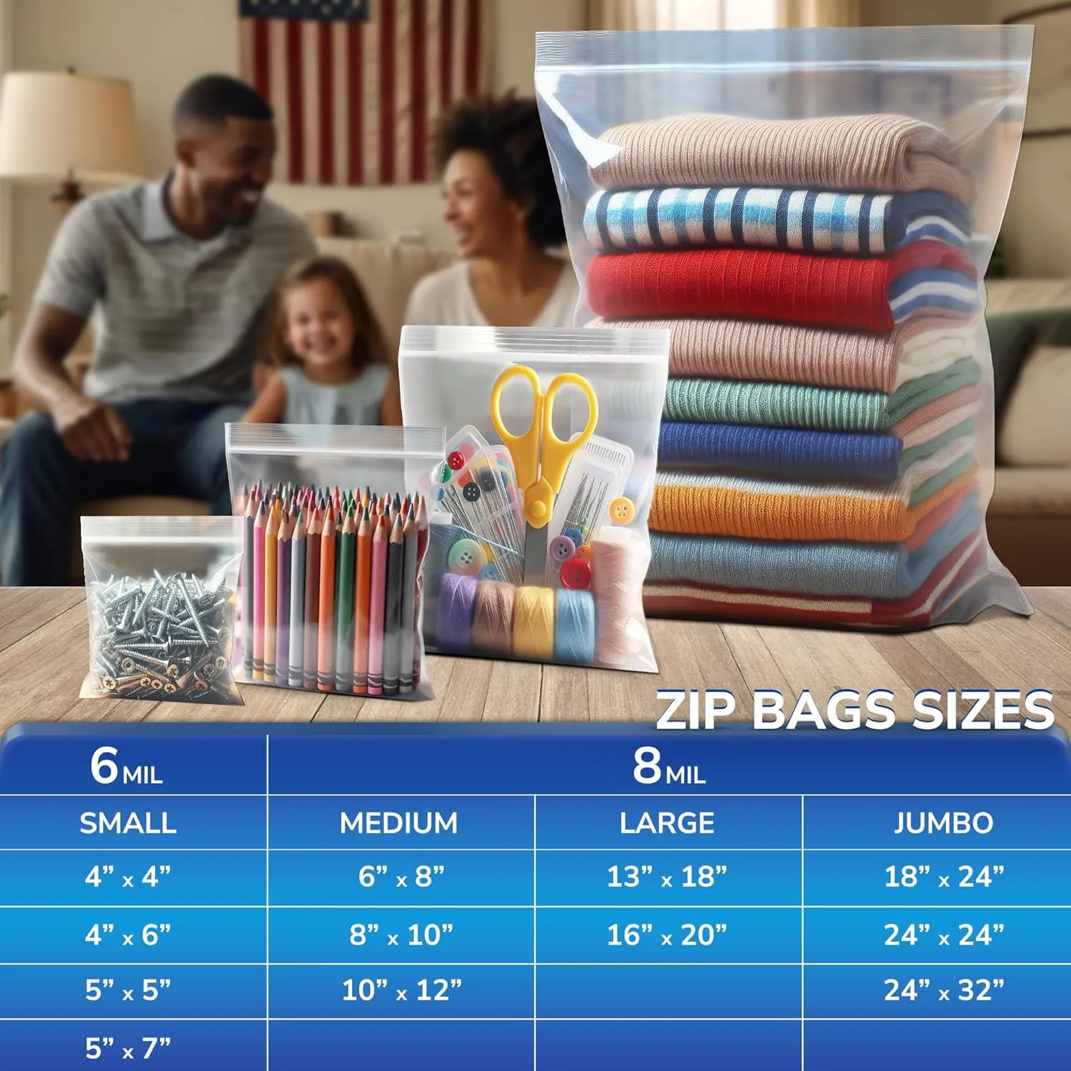 8mil Thick Zipper Bags 10x12 inches, 8 Mil Heavy Duty Save Storage Bag, Large Plastic Zip Top Bag, Reusable Poly Bag, Zip Top Bags for Clothes Cosmetic Vegetables Picture Frame (PACK 25)