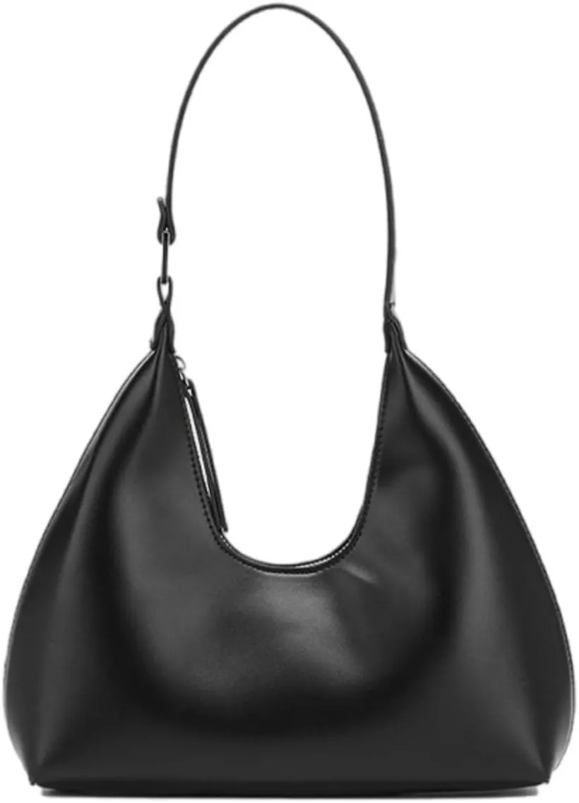 90s Vegan Leather Crescent Bag - Adjustable Y2K Crossbody & Shoulder Purse w/Detachable Chain for Women