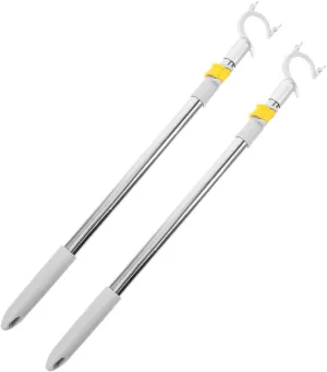 ABOOFAN 2Pcs Telescoping Closet Pole Hook for Hanging Clothes Bags Hats Accessories Multi Functional High Reach Garment Hook for Home Organization