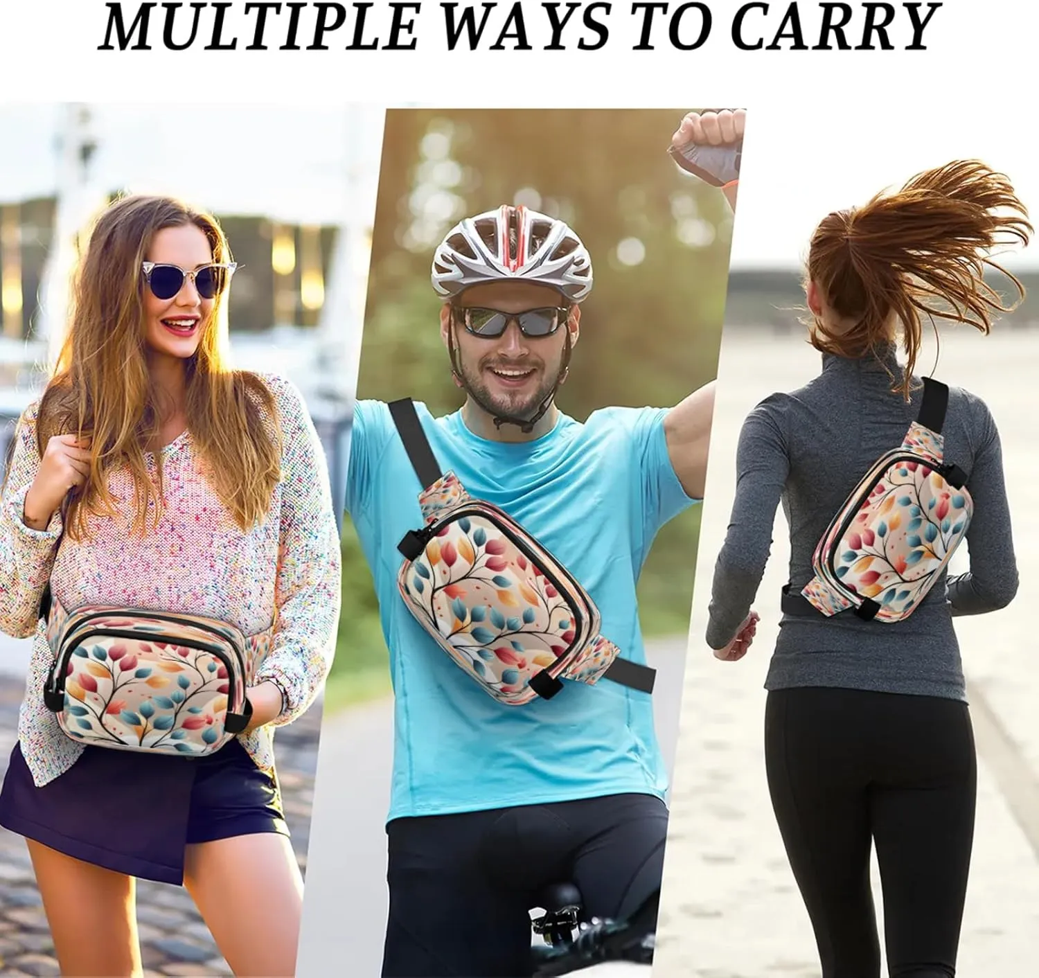 Abstract Leaf Art Waterproof Unisex Square Fanny Pack, Adjustable Waist Bag with Pockets, Sturdy Lightweight Crossbody Bag for Travel, Running, Hiking (9x6.1x2.5 Inches)