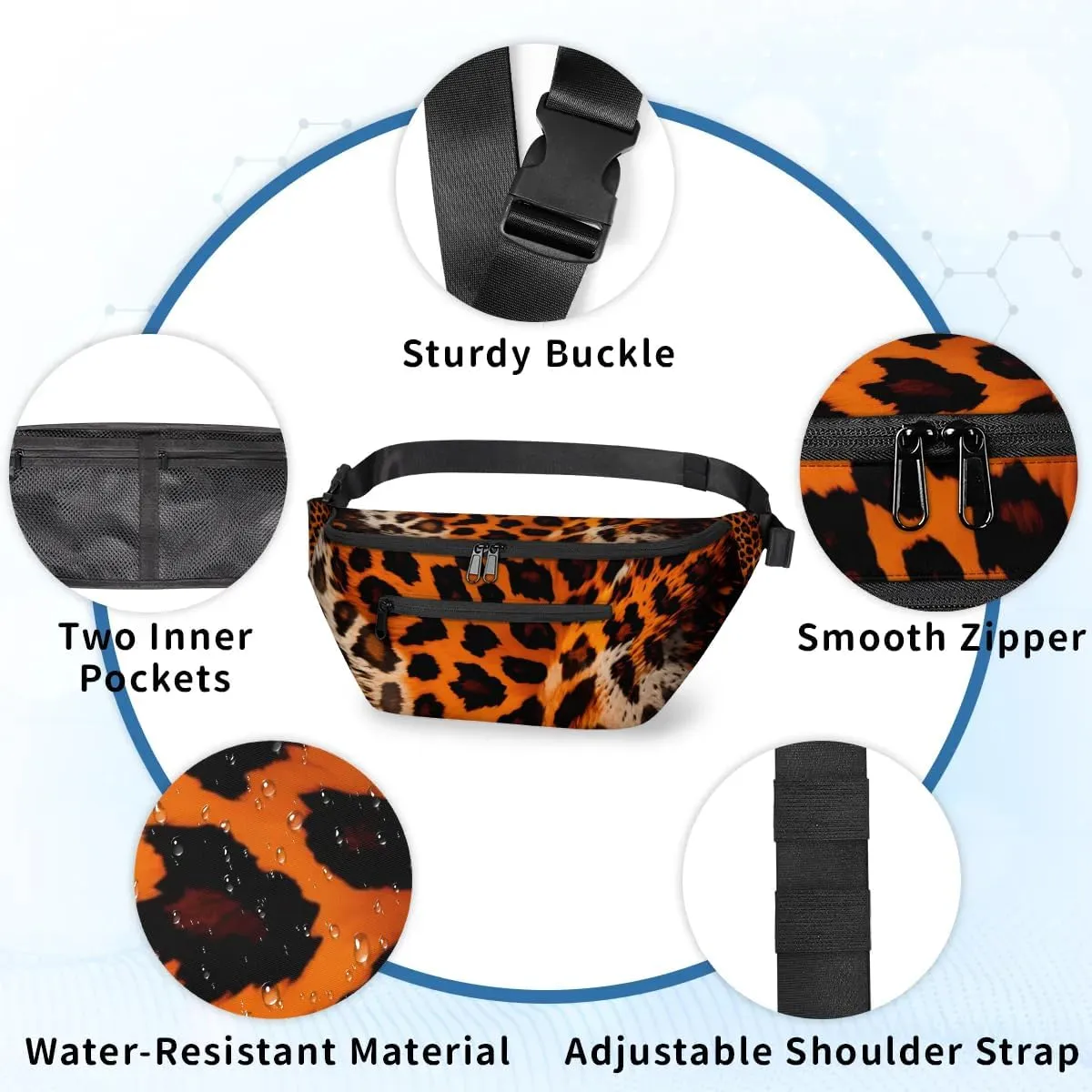 Abstract Leopard Print Sling Bag Crossbody Backpack Chest Daypack for Women Sport Travel Hiking Casual Bag Multipurpose Waist Pack With Zipper Closure Adjustable Strap Shoulder Bag