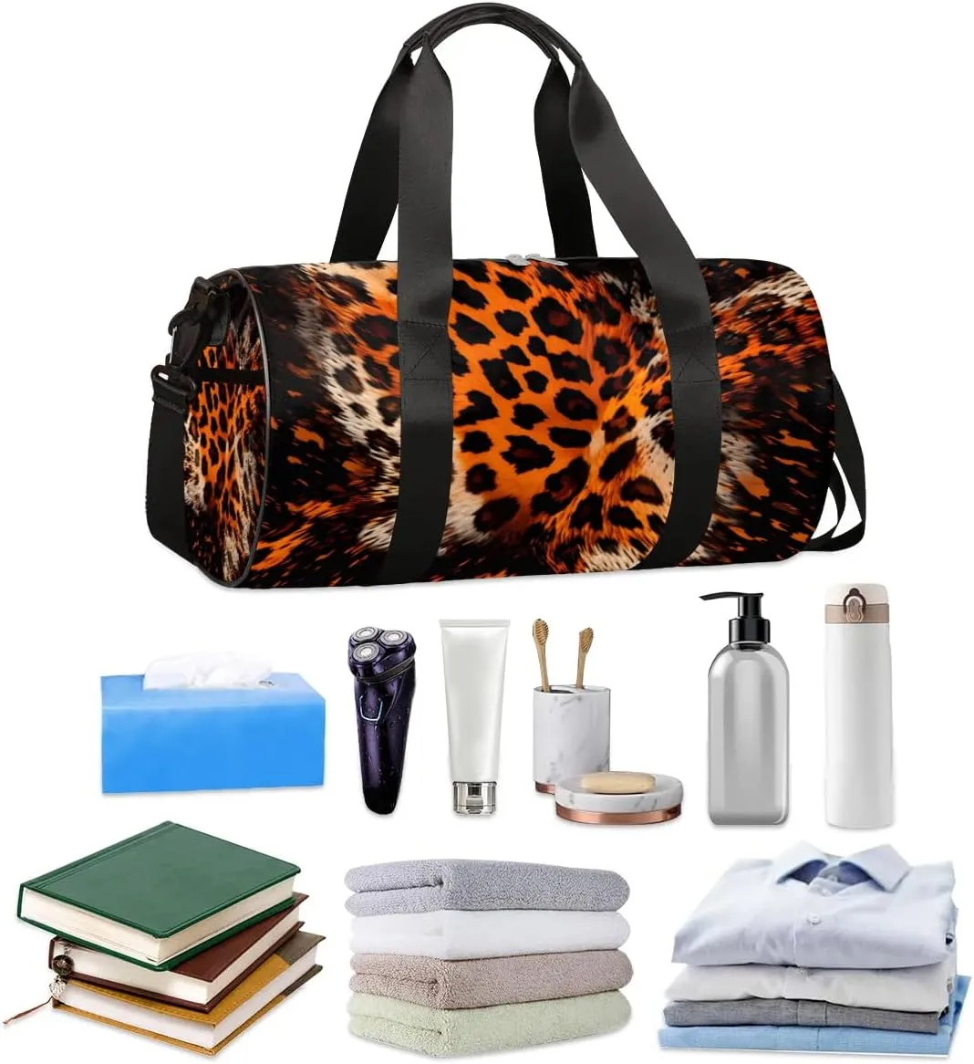 Abstract Leopard Prints Travel Duffle Bag Gym Bag for Women Men Lightweight Carry on Duffel Bag for Sports Gyms Weekend Getaway