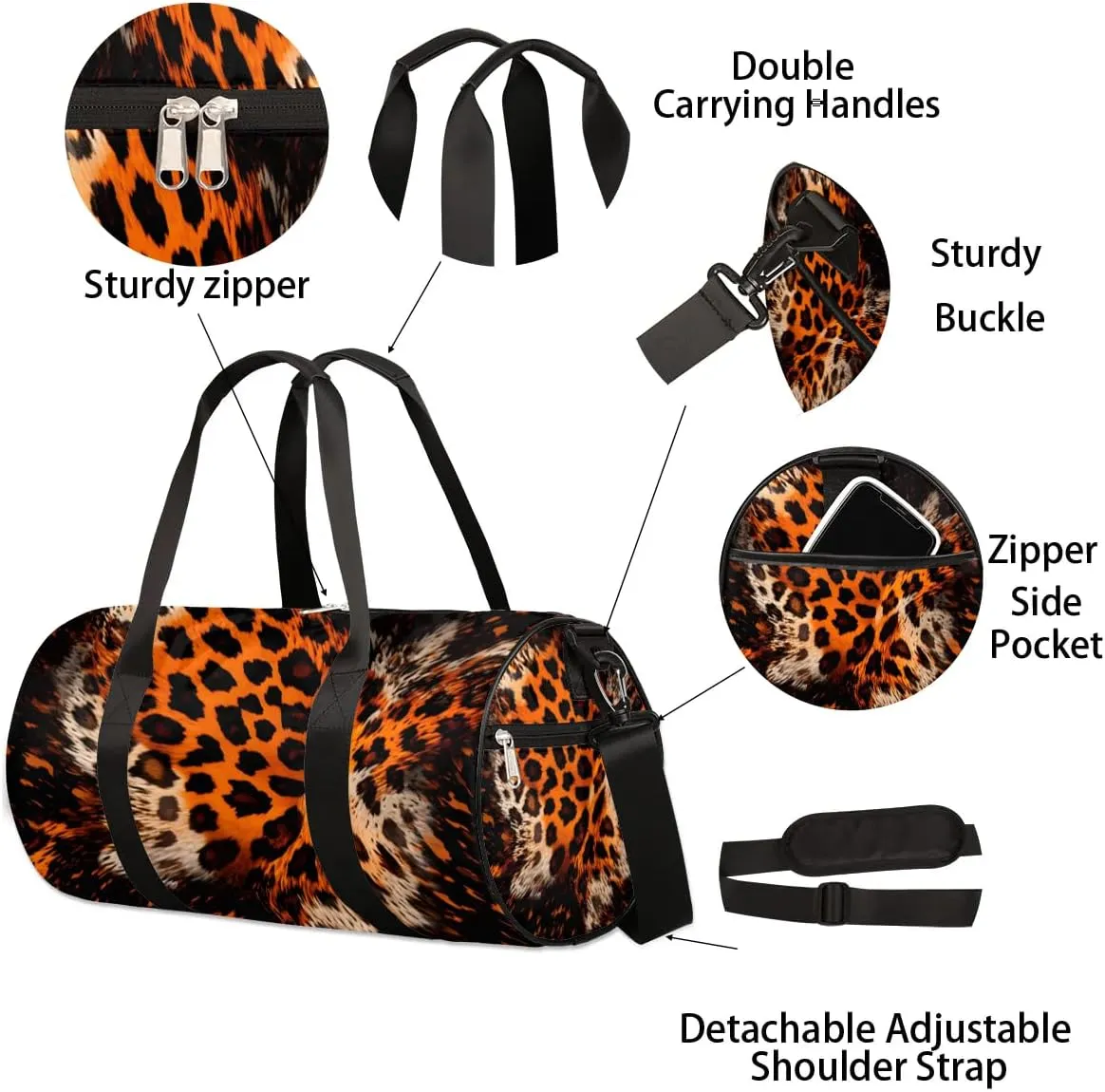 Abstract Leopard Prints Travel Duffle Bag Gym Bag for Women Men Lightweight Carry on Duffel Bag for Sports Gyms Weekend Getaway