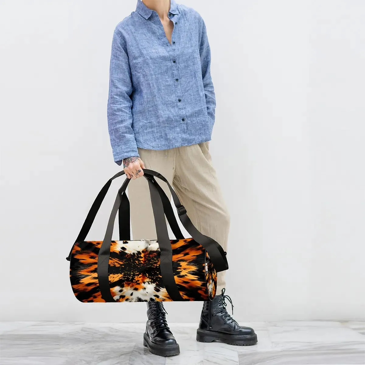 Abstract Prints Leopard Travel Duffle Bag Gym Bag for Women Men Lightweight Carry on Duffel Bag for Sports Gyms Weekend Getaway