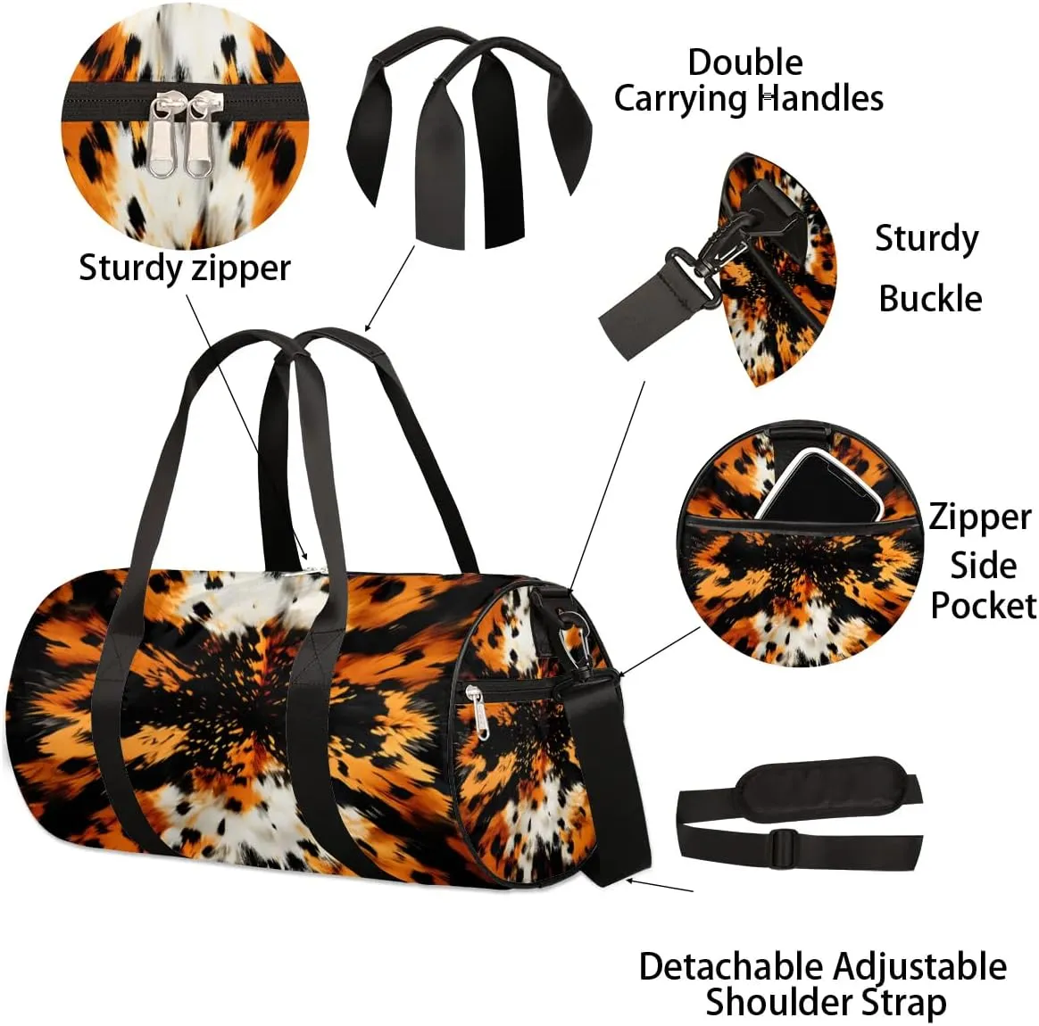 Abstract Prints Leopard Travel Duffle Bag Gym Bag for Women Men Lightweight Carry on Duffel Bag for Sports Gyms Weekend Getaway