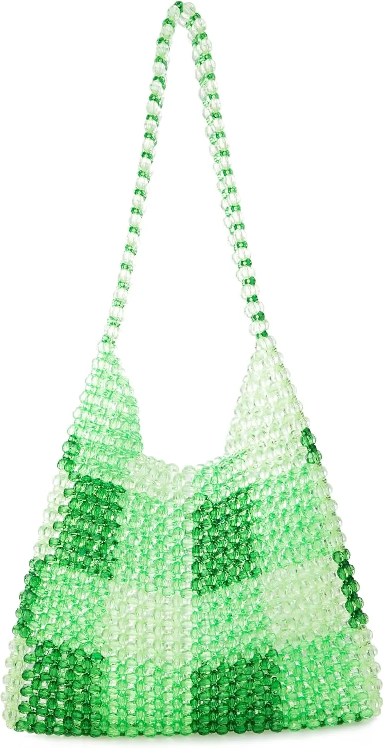 Acrylic Beaded Colorful Shoulderbag Transparent Underarm Purse Beach Bag for Party