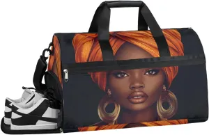 African American Sport Gym Bag for Women with Shoes Compartment & Wet Pocket, Travel Duffel Bag Sport Gym Tote Bags Swimming Yoga Ballet Weekend Overnight Bag Carry on Bag for Airplane(Color 10)