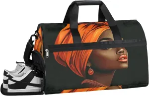 African American Sport Gym Bag for Women with Shoes Compartment & Wet Pocket, Travel Duffel Bag Sport Gym Tote Bags Swimming Yoga Ballet Weekend Overnight Bag Carry on Bag for Airplane(Color 13)