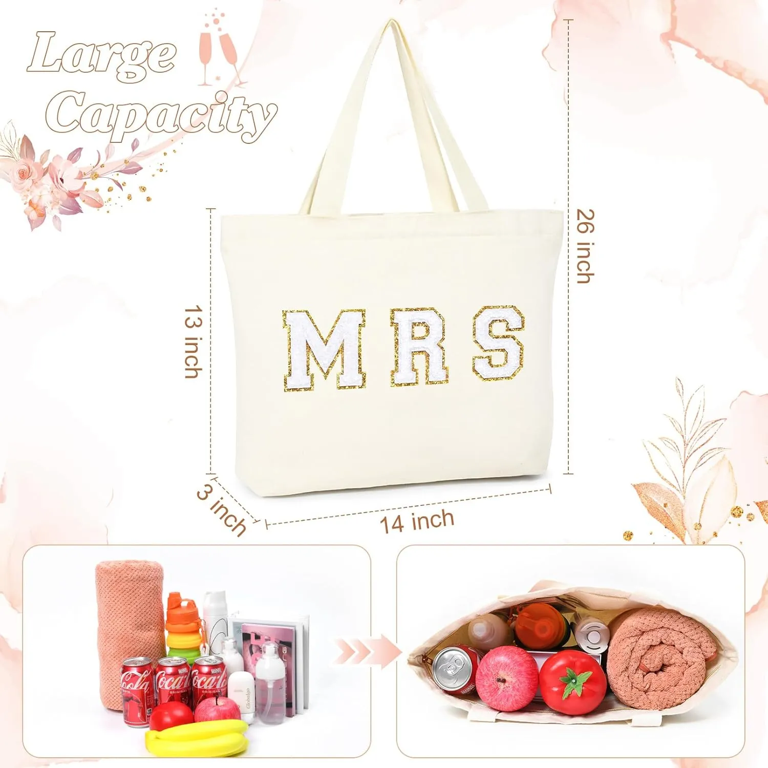 Aileam Bride Bag Bride to Be Gifts Bridal Shower Gifts Tote Bag Personalized for Bachelorette Party Wedding Honeymoon Gift Bag