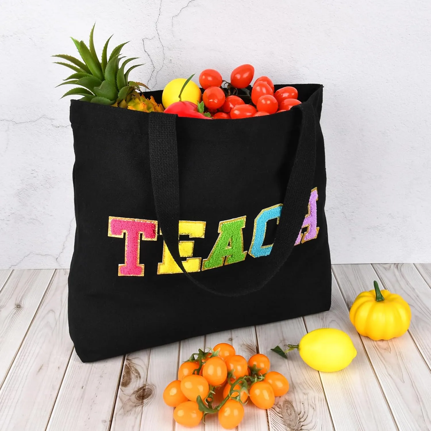 Aileam Teacher Tote - Canvas Bag with Zipper Pocket, Reusable Grocery Shopping & Travel Beach Bag