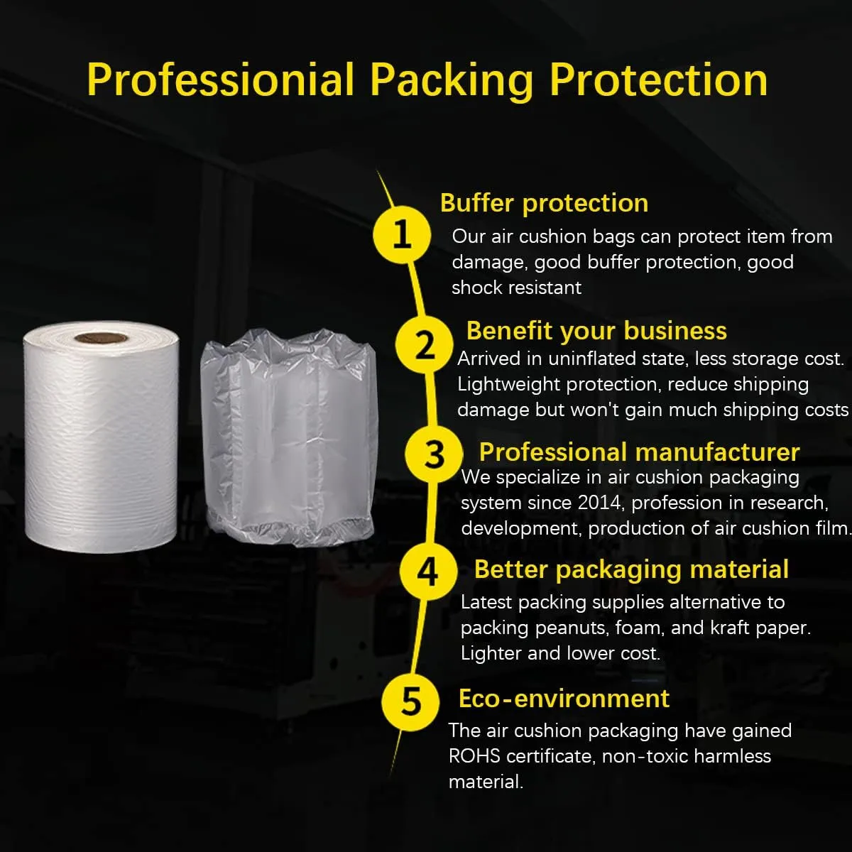 Air Pillow Cushion Film PK001, Air Bubble Void Filling Bags 1640 ft X 7.8 in X 3.9 in per Roll 5,000 Inflatable Packaging Air Pillows Bag, Working with T8/T30 Air Cushion Machine