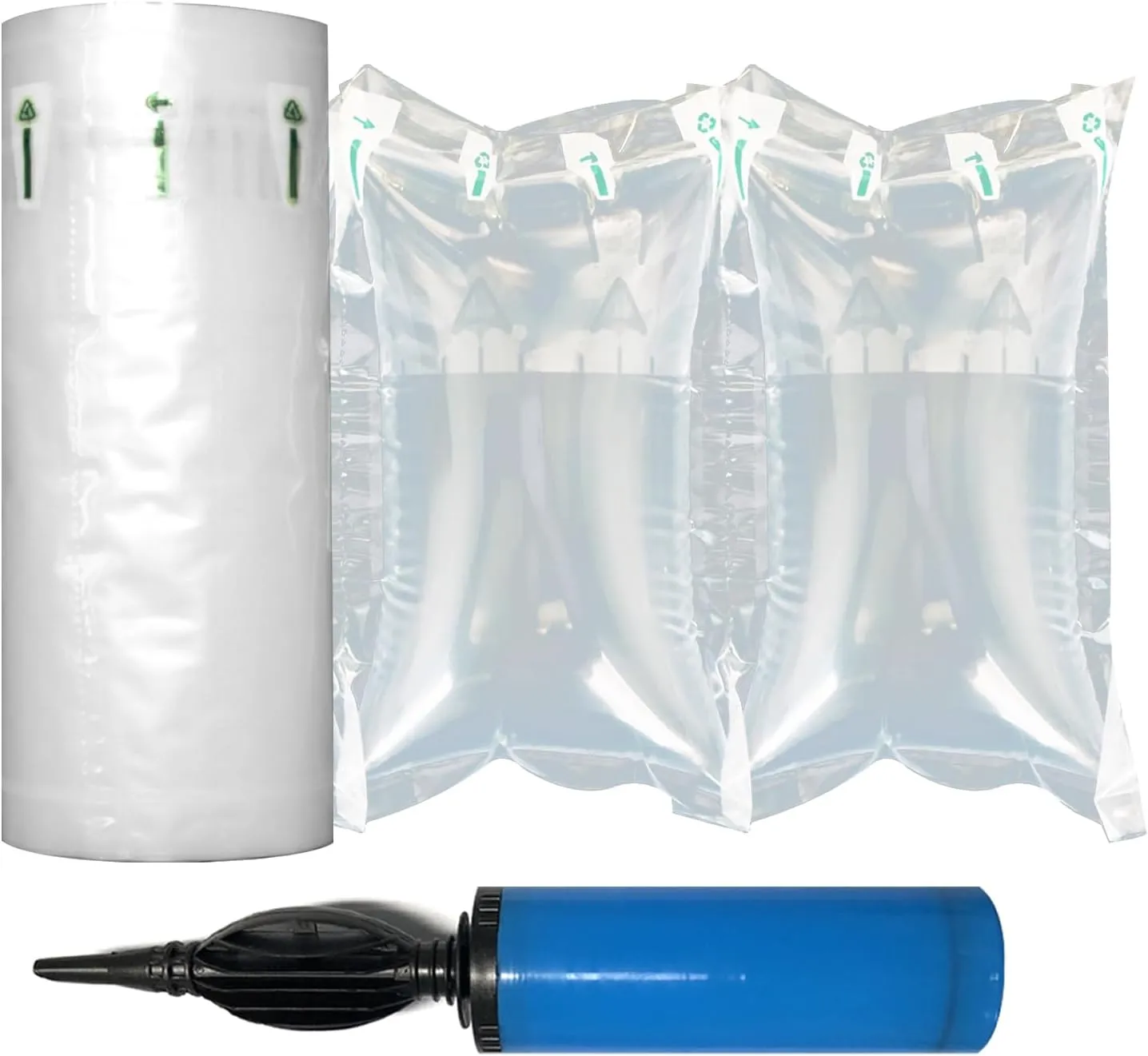 Air Pillows for Shipping, 300 Count Packing Cushion Film with Pump, 4.72" * 7.87" Inflatable Air Packing Bags for Packaging Moving Box Filler, Purse Shape Alternative to Packaging Peanuts