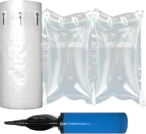 Air Pillows for Shipping, 300 Count Packing Cushion Film with Pump, 4.72" * 7.87" Inflatable Air Packing Bags for Packaging Moving Box Filler, Purse Shape Alternative to Packaging Peanuts