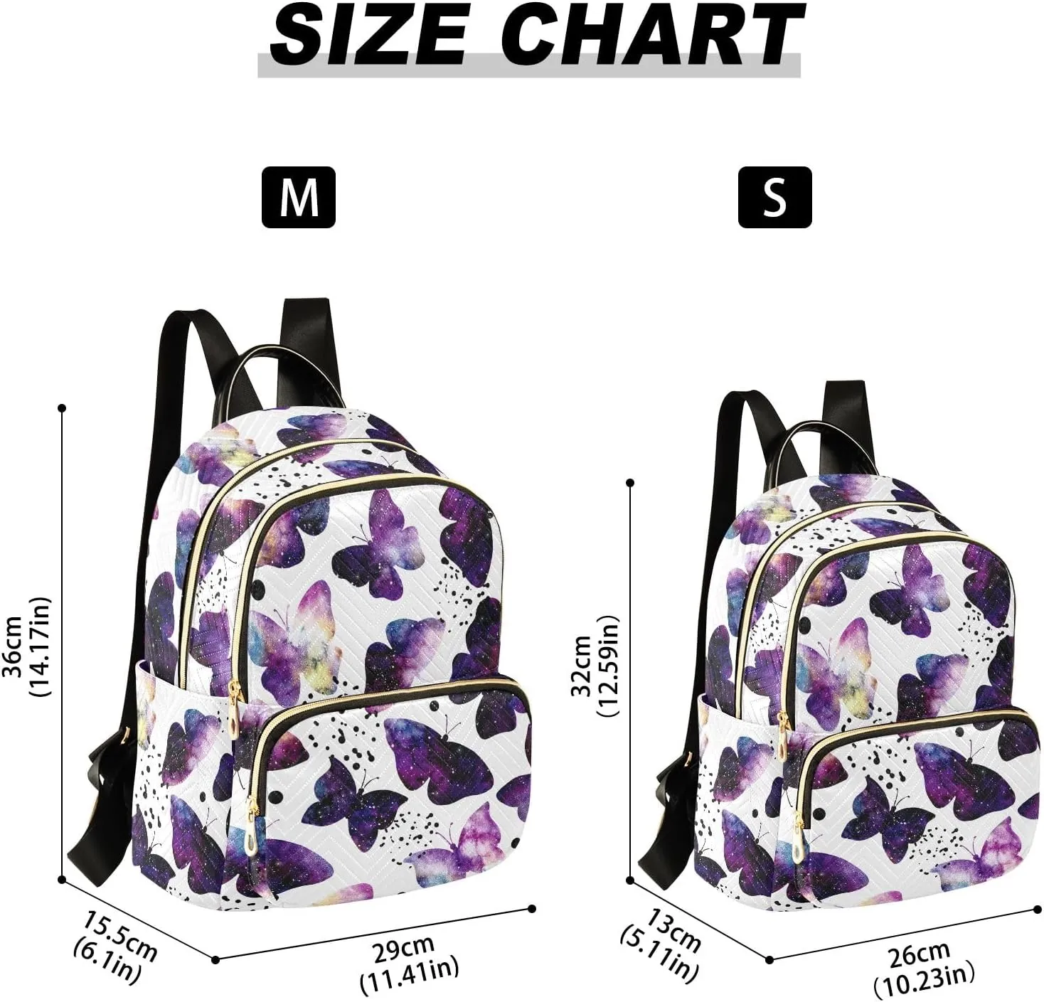 ALAZA Mini Backpack Purse for Women Lightweight Girls Small Size Butterflies Watercolor Galaxy School Teens College Traveling