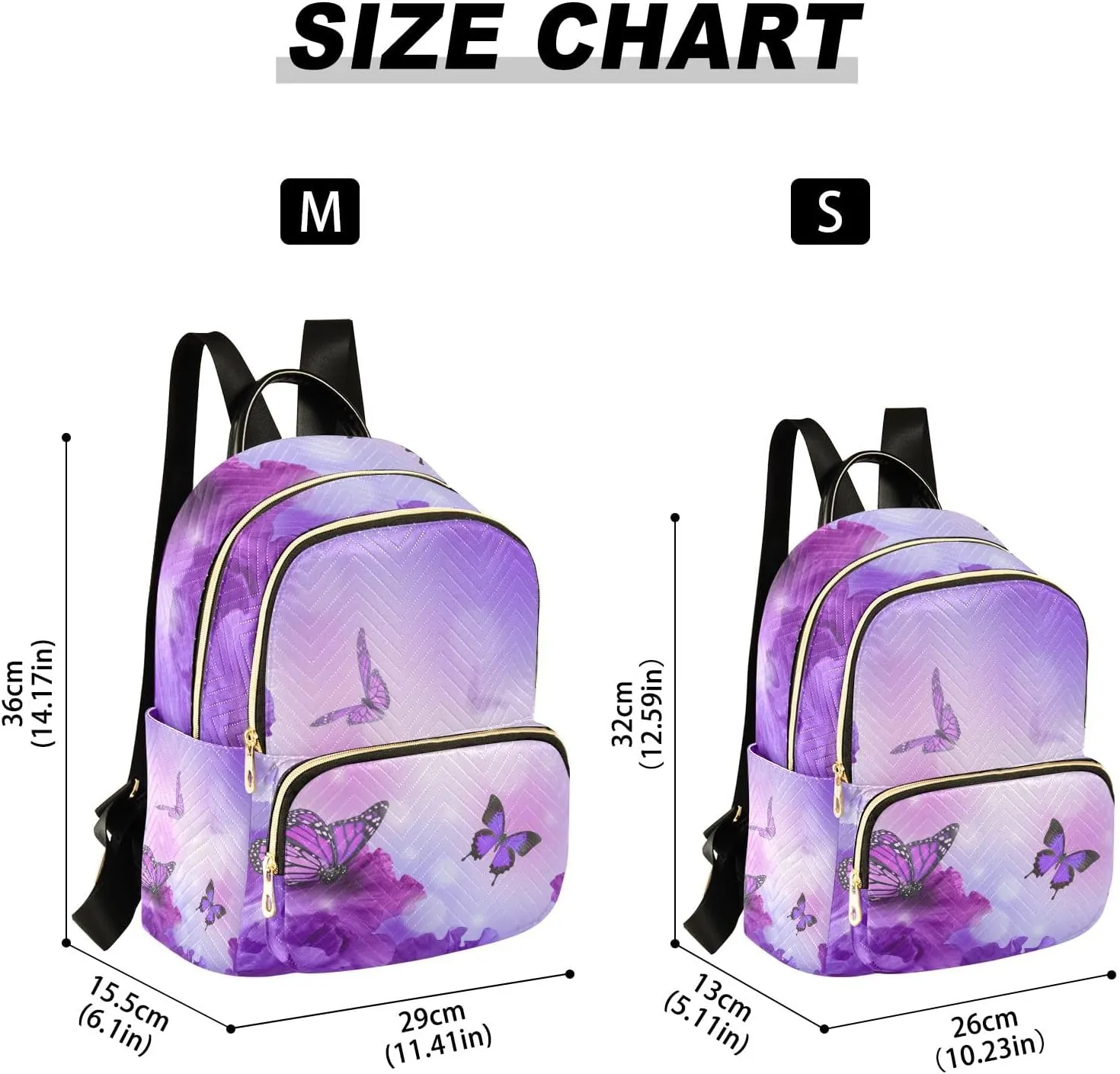 ALAZA Mini Backpack Purse for Women Lightweight Girls Small Size Butterfly Purple Flower School Teens College Traveling
