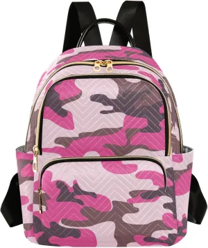 ALAZA Mini Backpack Purse for Women Lightweight Girls Small Size Camo Pink Camouflage School Teens College Traveling