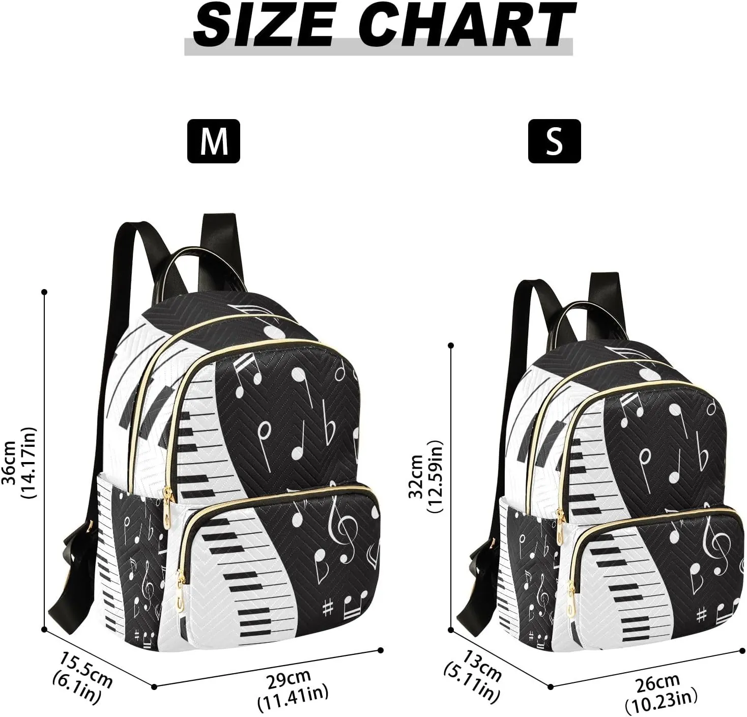 ALAZA Mini Backpack Purse for Women Lightweight Girls Small Size Music Note Piano School Teens College Traveling