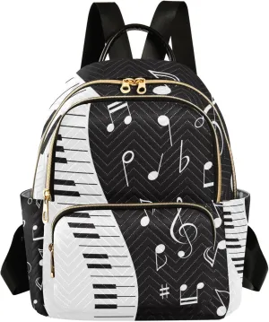 ALAZA Mini Backpack Purse for Women Lightweight Girls Small Size Music Note Piano School Teens College Traveling