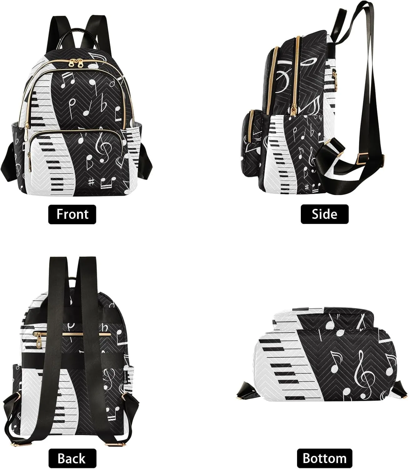 ALAZA Mini Backpack Purse for Women Lightweight Girls Small Size Music Note Piano School Teens College Traveling
