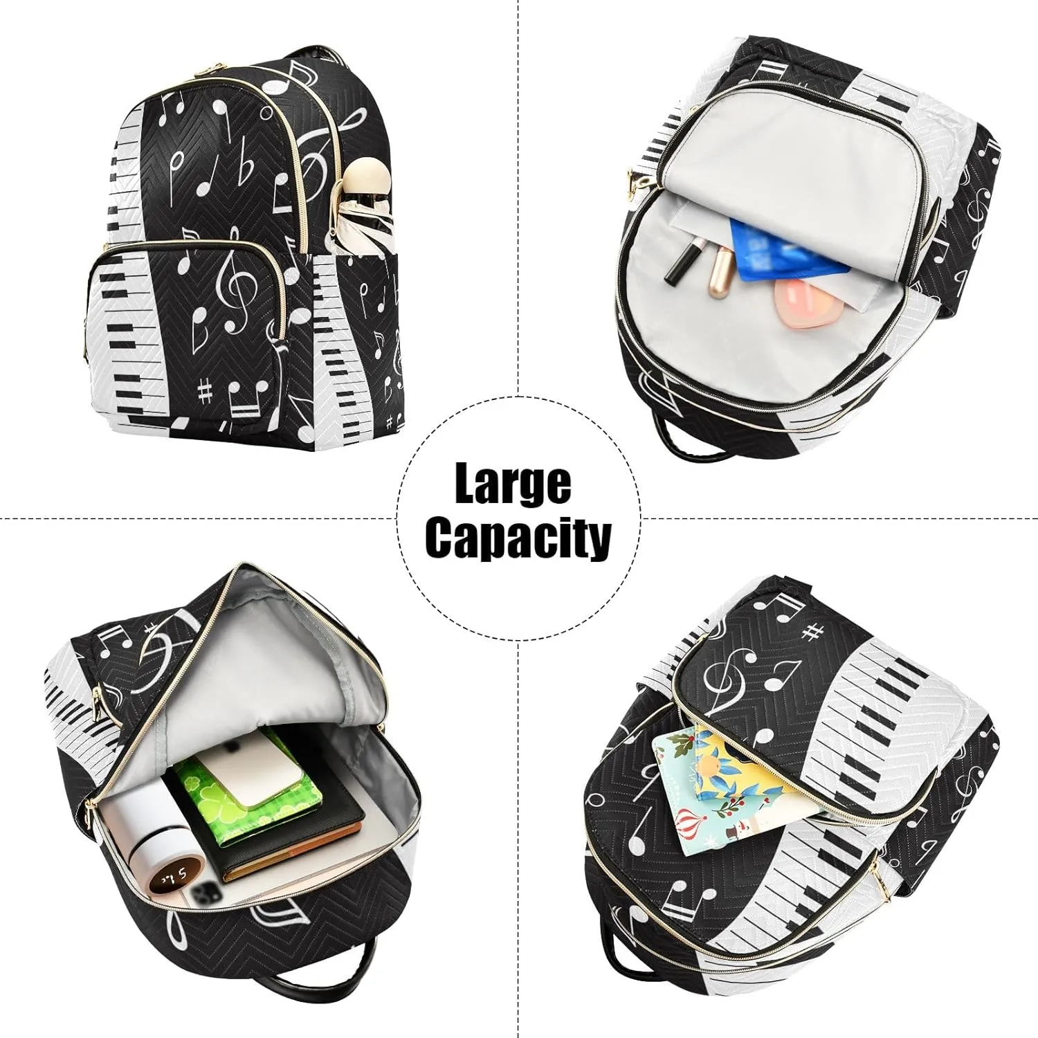 ALAZA Mini Backpack Purse for Women Lightweight Girls Small Size Music Note Piano School Teens College Traveling