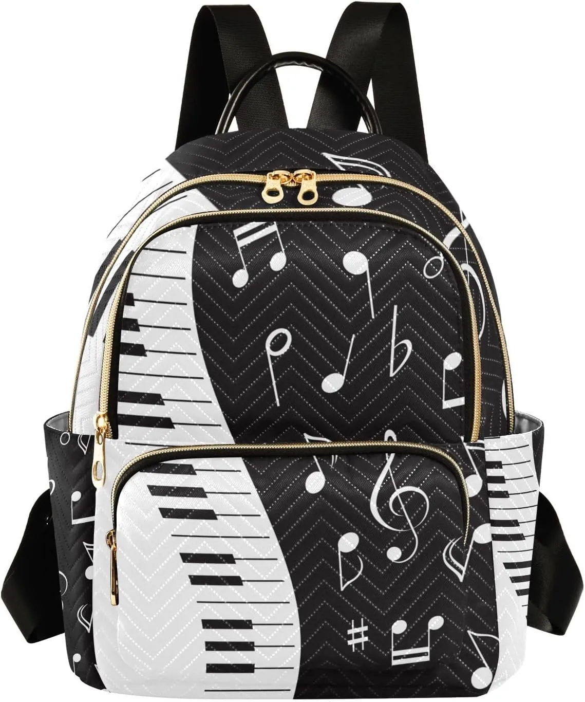 ALAZA Mini Backpack Purse for Women Lightweight Girls Small Size Music Note Piano School Teens College Traveling