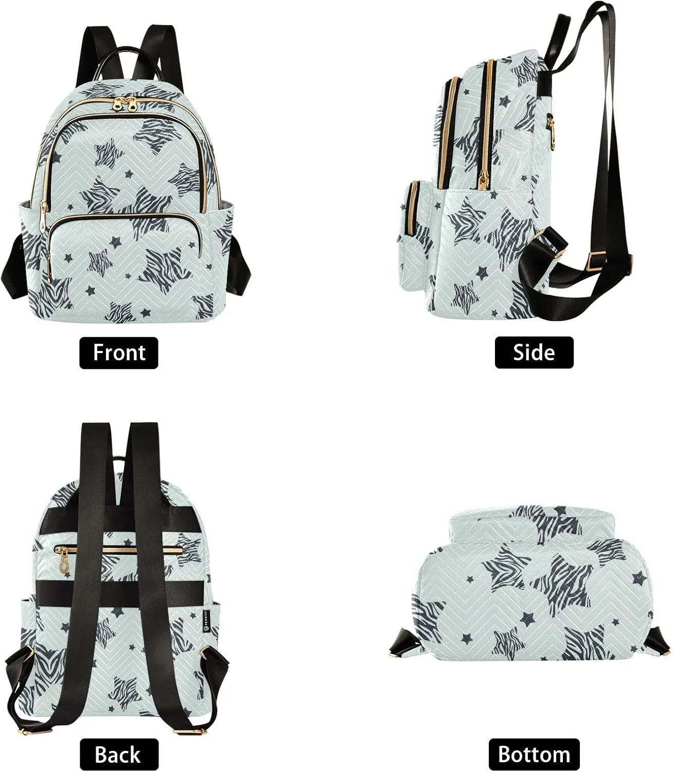 ALAZA Mini Backpack Purse for Women Lightweight Girls Small Size Zebra Stripe Star School Teens College Traveling