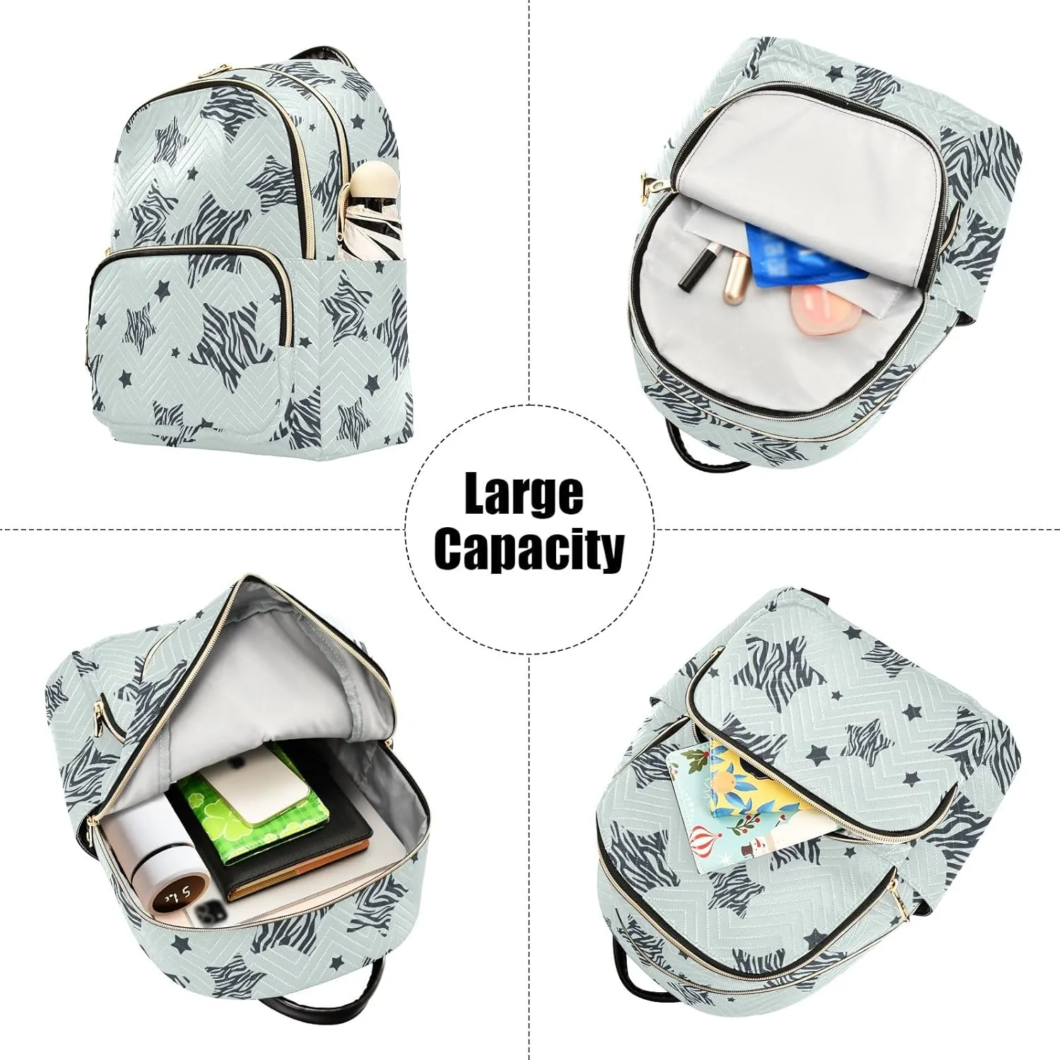 ALAZA Mini Backpack Purse for Women Lightweight Girls Small Size Zebra Stripe Star School Teens College Traveling